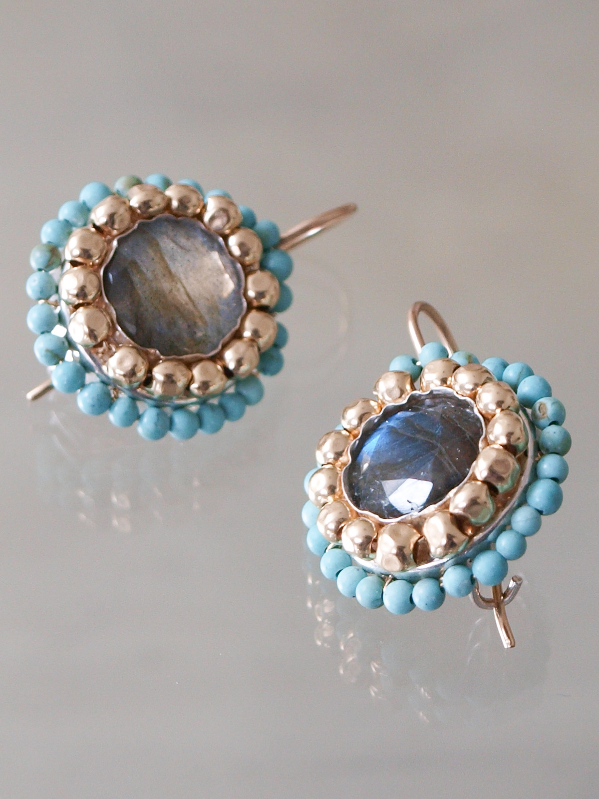 earrings Mandala labradorite and turquoise