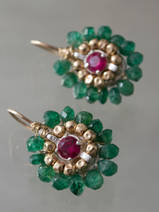 earrings Ethnic aventurine and red crystal