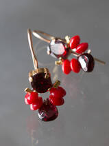 earrings Bee with red crystal and coral