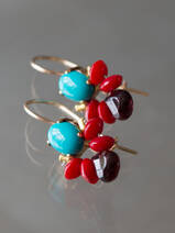earrings Bee coral and turquoise