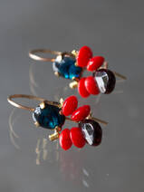 earrings Bee chrysocolla and coral
