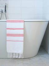 hammam towel white/coral red