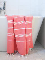 asciugamano hamam rosso corallo/bianco