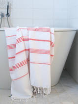 asciugamano hamam bianco/rosso corallo