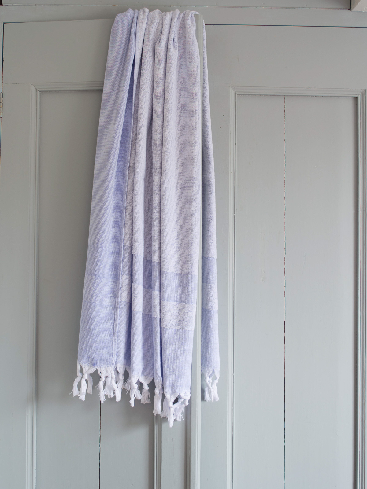 hamam towel with terry cloth, lavender blue