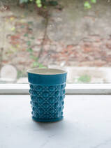 Beykoz Checkers cup sea blue on white