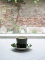 Garbo Coffee Set vert forêt sur blanc