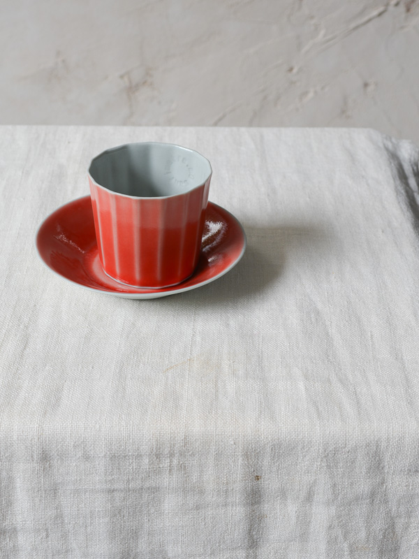 coffee set gris/rouge clair