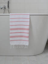 asciugamano hammam bianco/rosso pietra