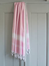 asciugamano hammam rosa/bianco