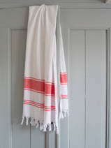 asciugamano hammam bianco/rosso corallo