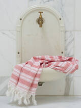 asciugamano hammam - pareo rosso mattone/bianco