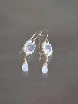 earrings Flower mini, labradorite and pearls