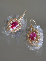 earrings Ethnic labradorite and fuchsia crystal