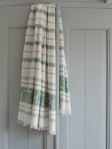 hammam towel with flowers, greyish green