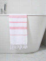 asciugamano hammam bianco/rosa acido