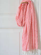 fouta double couche rouge corail