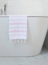 hammam towel white/powder pink