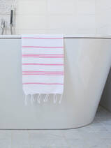 asciugamano hammam bianco/rosa acido
