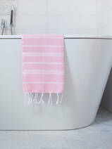asciugamano hammam polvere rosa/bianco