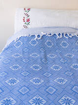 couvre-lit d'été bleu grec