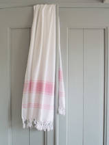 asciugamano hammam bianco/rosa
