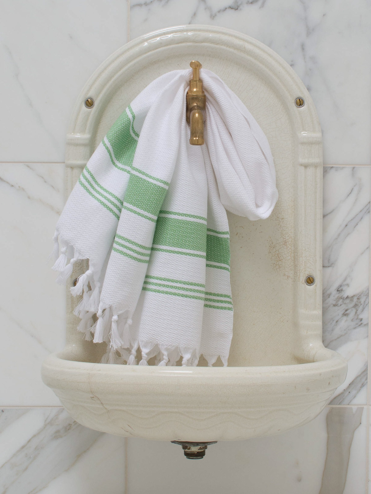 asciugamano hamam bianco/verde pistacchio