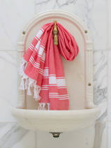 hammam towel coral red/white