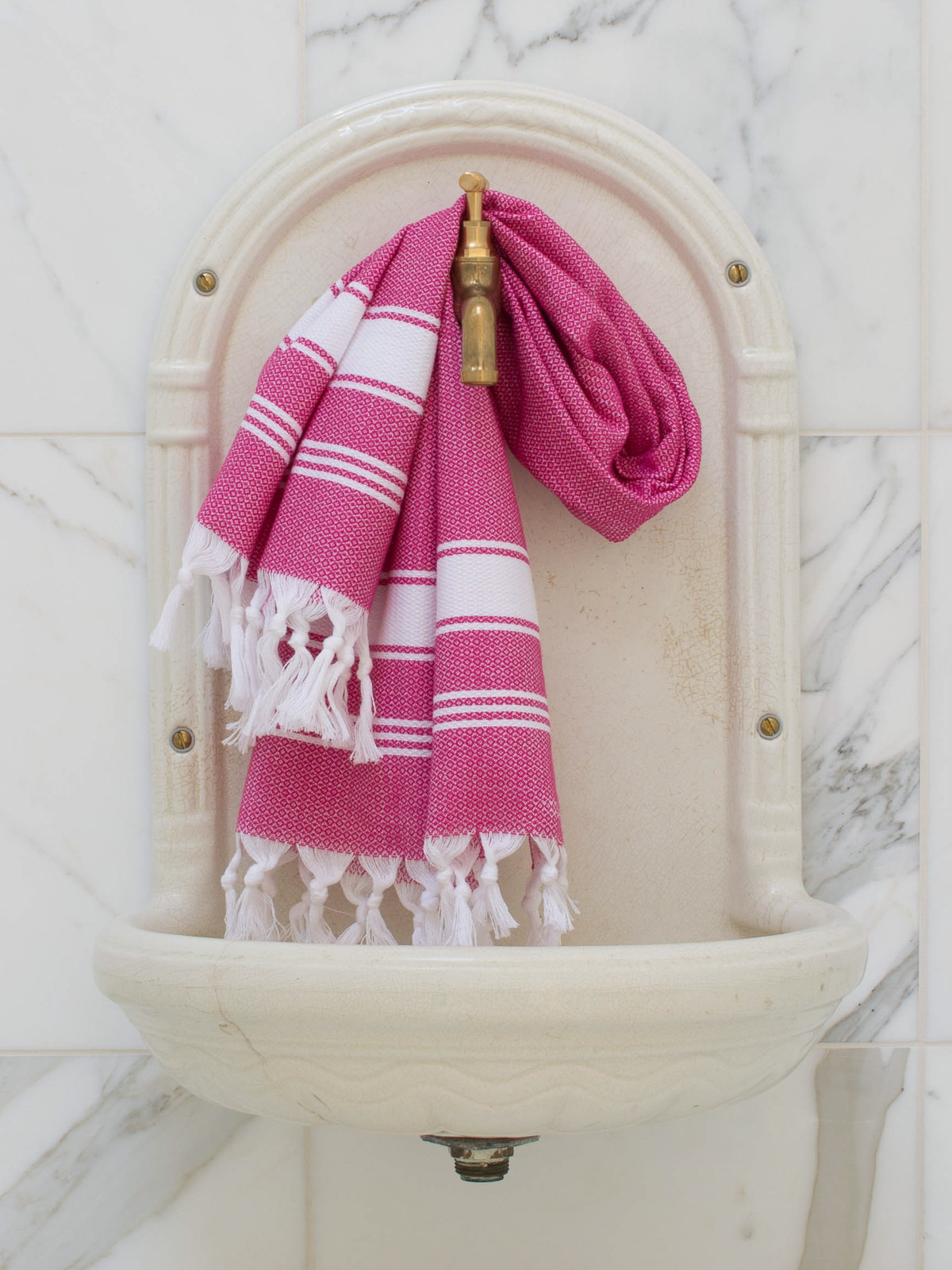 hammam towel fuchsia/white