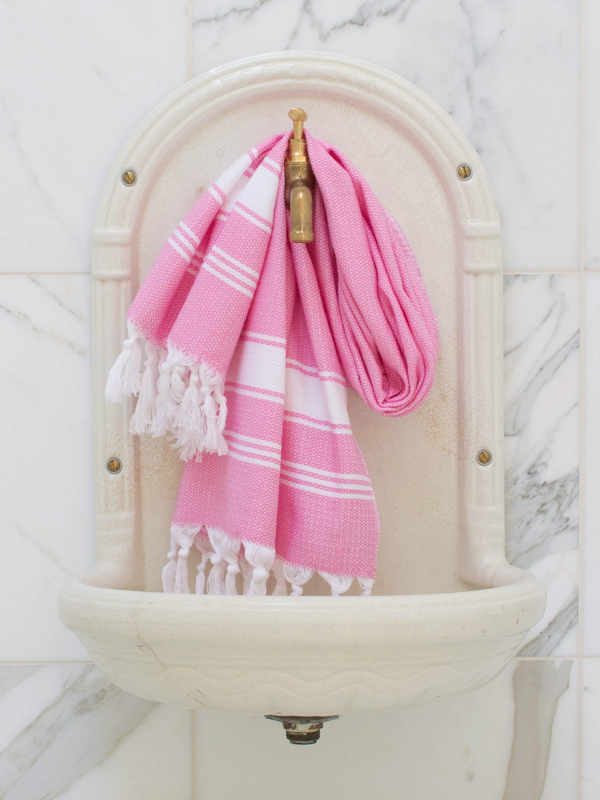 asciugamano hamam rosa sorbetto/bianco