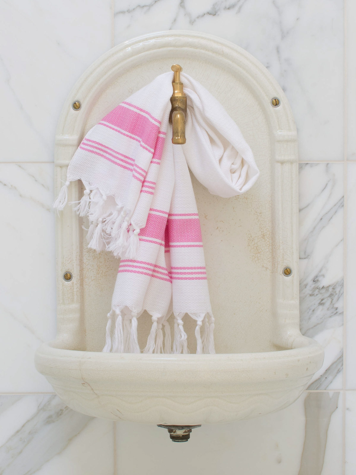 asciugamano hamam bianco/rosa sorbetto
