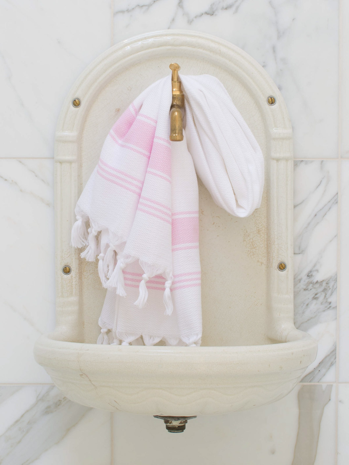 asciugamano hamam bianco/rosa