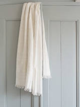 hammam towel with flowers, white shiny