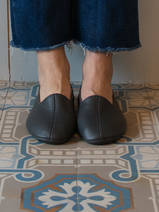 leather house slippers - dark grey