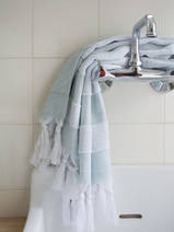 hammam towel with terry cloth, grey-green