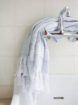 hammam towel with terry cloth, grey 