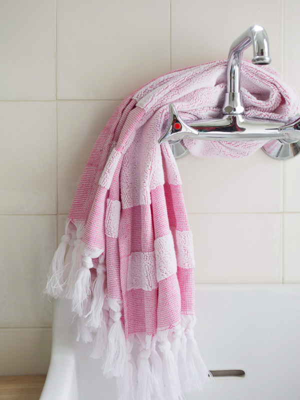 hammam towel with terry cloth, fuchsia