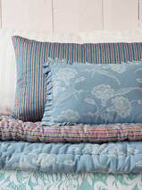 pillow 37x23cm blue with grey, pleated