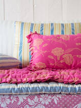 oreiller37x23cm rosa avec jaune, plissé