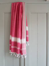 asciugamano hammam rosso rubino/bianco