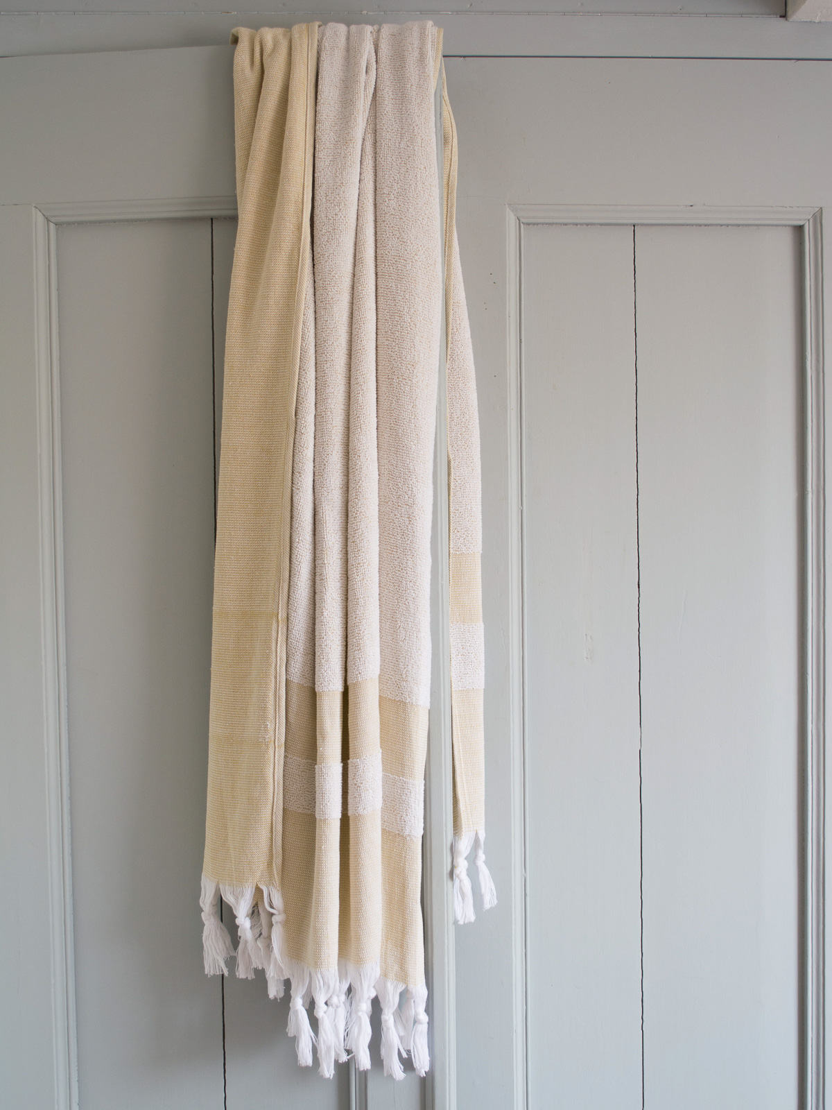 hammam towel with terry cloth, mustard