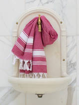 hammam towel cerise/white