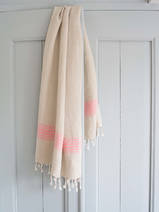 linen hamam towel candy pink striped