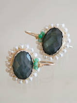 earrings Oval Mandala labradorite, pearls