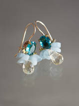 earrings Bee blue crystal, aquamarine, citrine