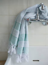 hammam towel with terry cloth, dark sea green