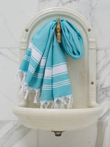 hammam towel aqua/white