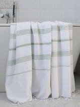 asciugamano hammam bianco/verde salvia