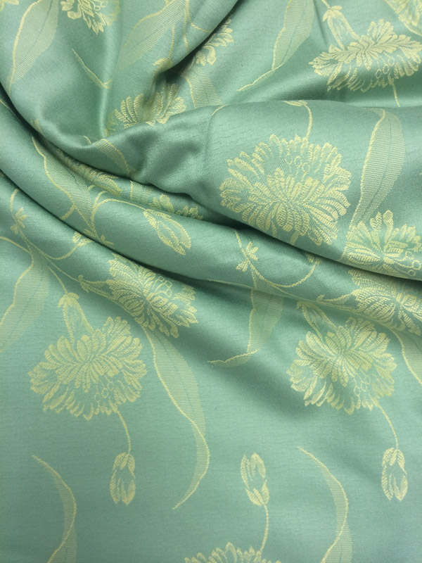 damask green with yellow, 1 meter
