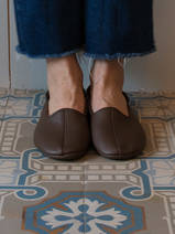 leather house slippers - brown